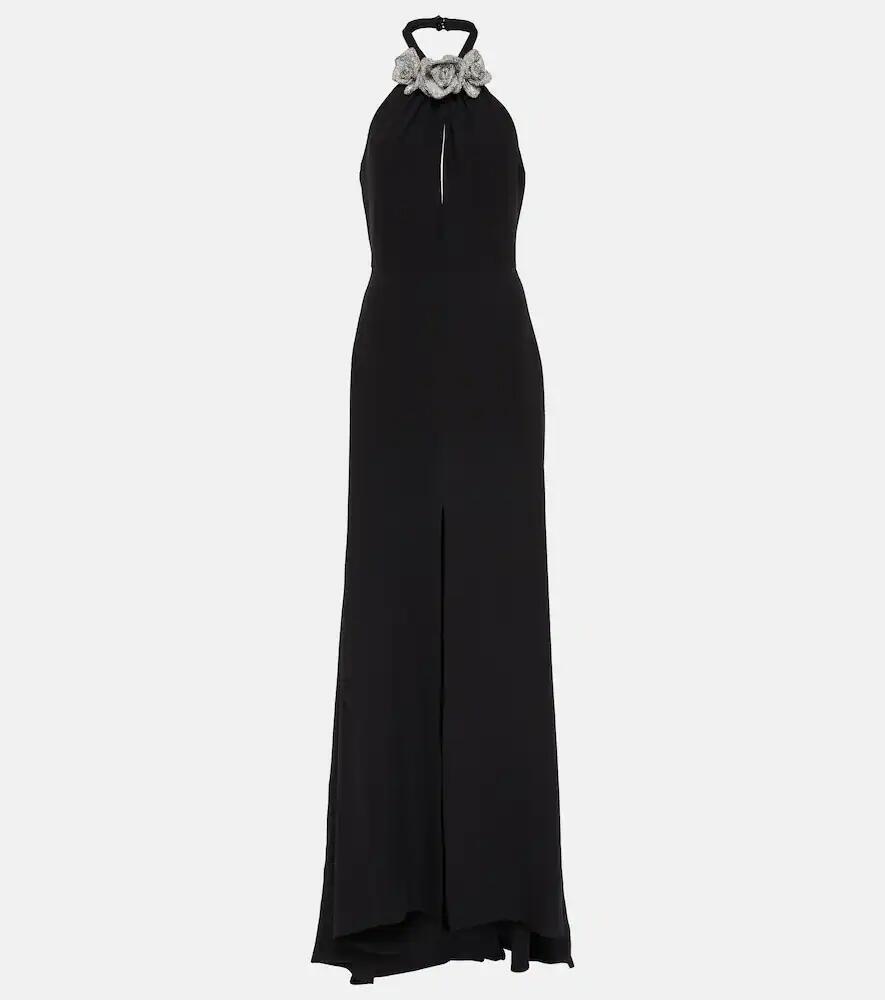 Valentino Floral-appliqué cutout front-slit gown Cover