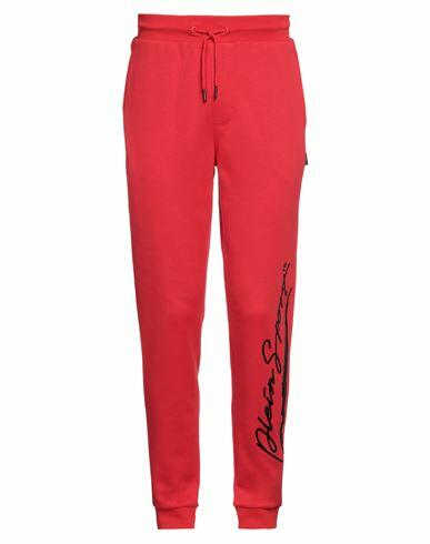 Plein Sport Man Pants Red Cotton, Polyester Cover