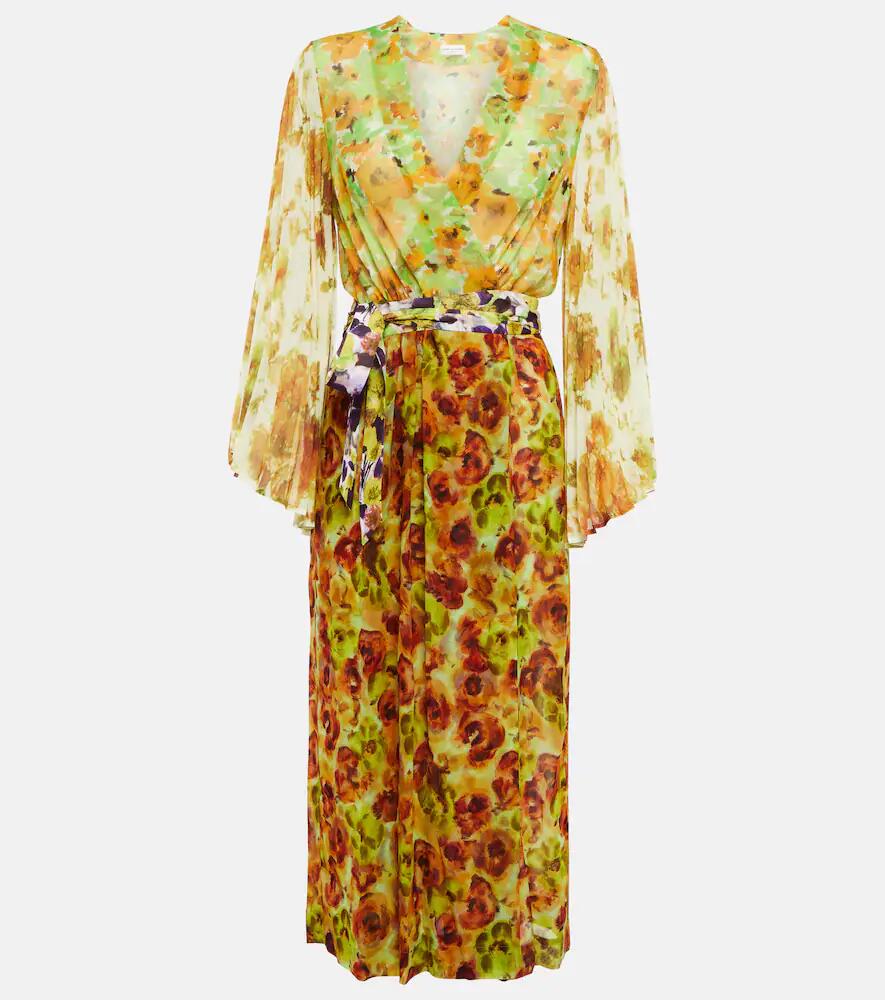 Dries Van Noten Floral georgette wrap dress Cover