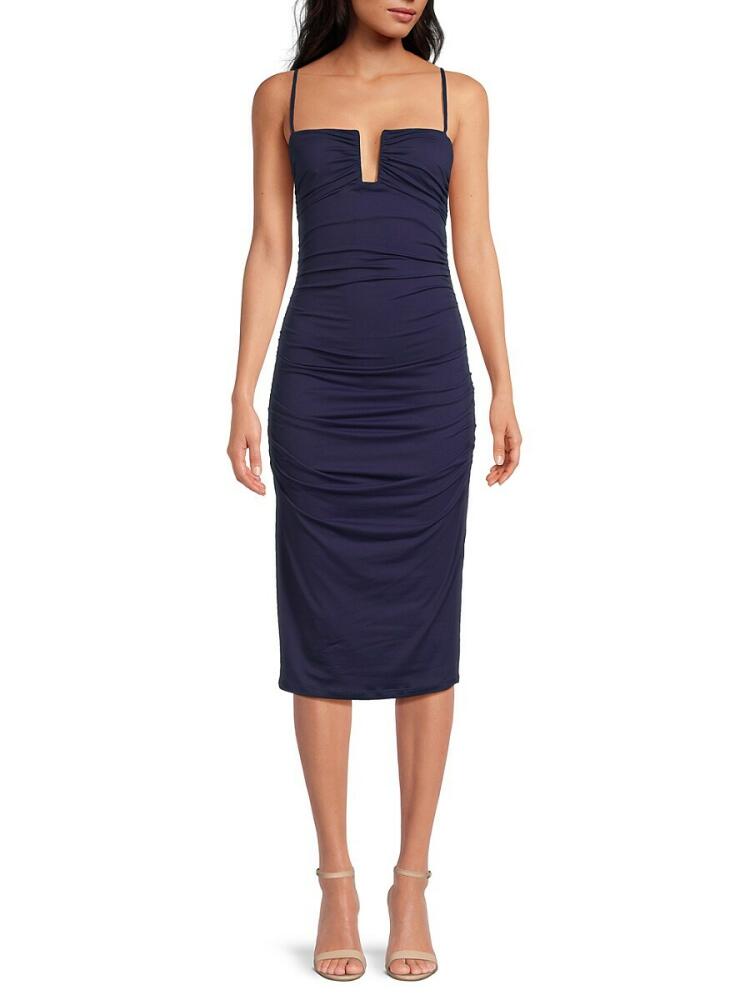 susana monaco Women's Ruched Midi Bodycon Dress - Thunder Cover