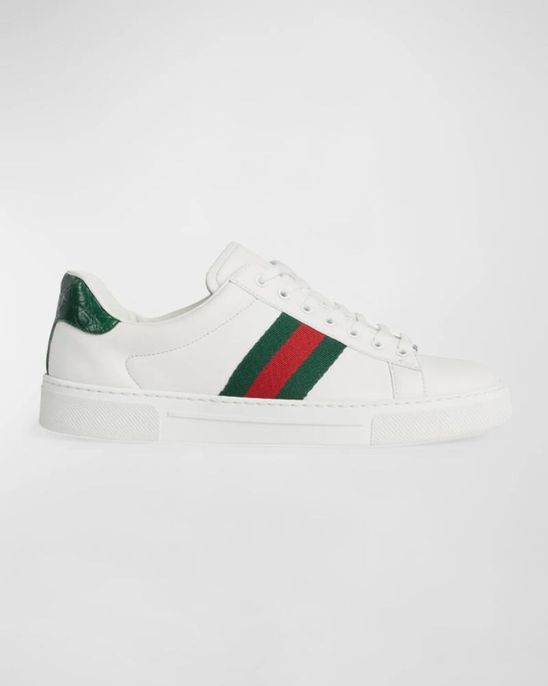 Gucci Ace Leather Web Low-Top Sneakers Cover