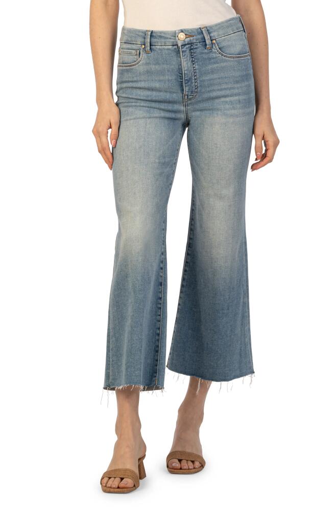 KUT from the Kloth Meg Fab Ab Raw Hem High Waist Ankle Wide Leg Jeans in Romantic W/Medi Cover