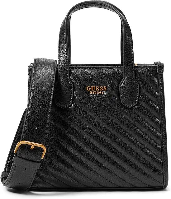 GUESS Silvana Double Compartment Mini Tote (Black) Tote Handbags Cover