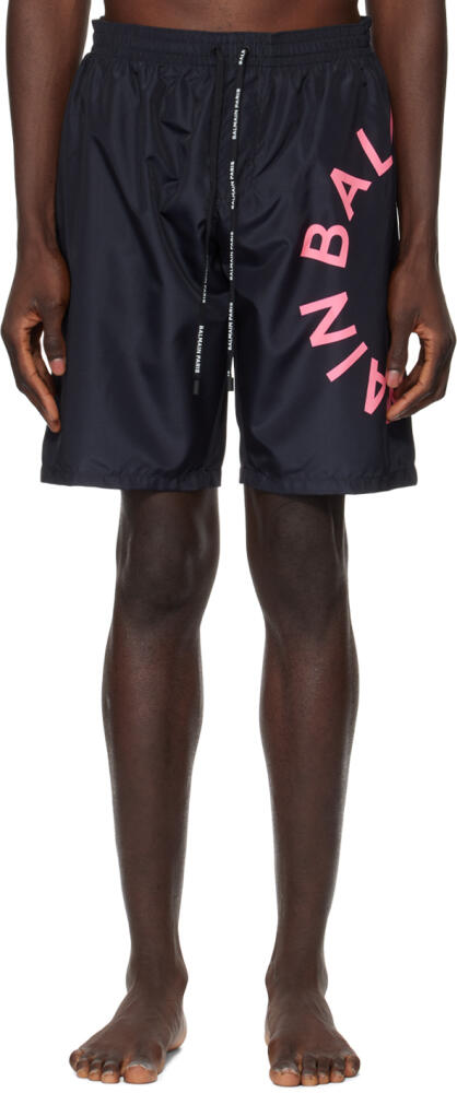 Balmain Black Printed Swim Shorts Cover