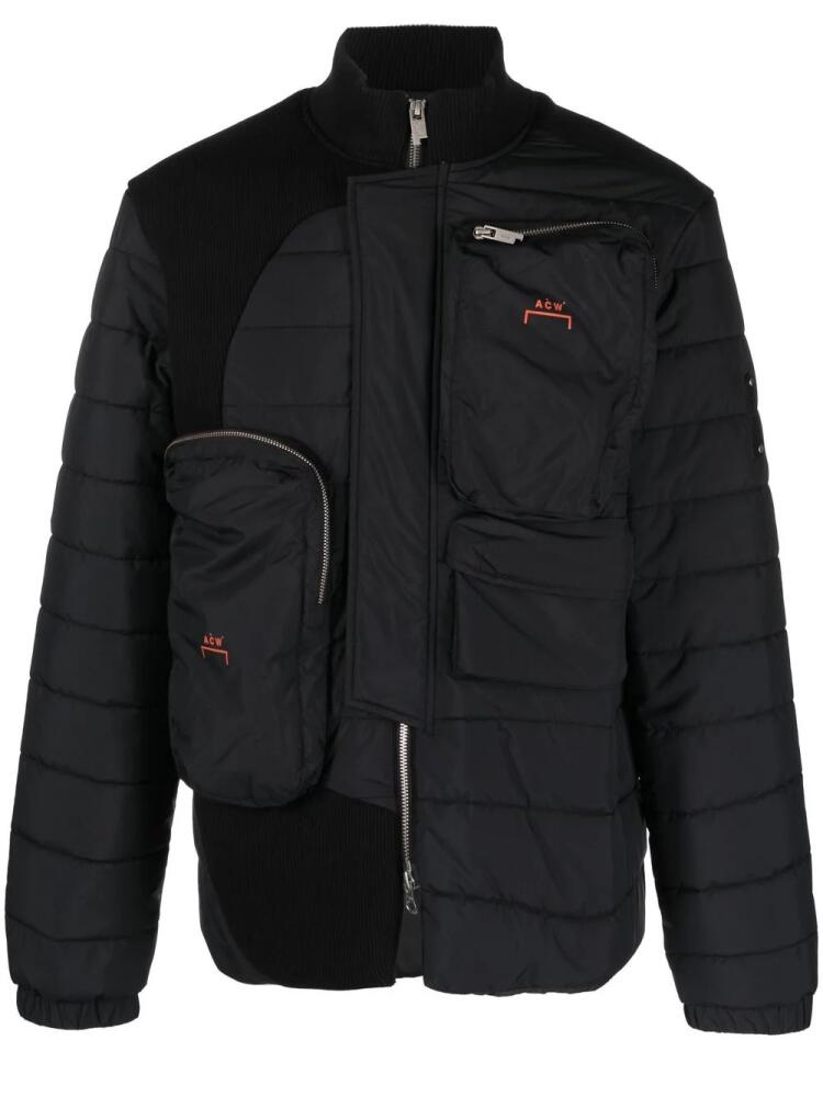 A-COLD-WALL* logo-print asymmetric padded jacket - Black Cover