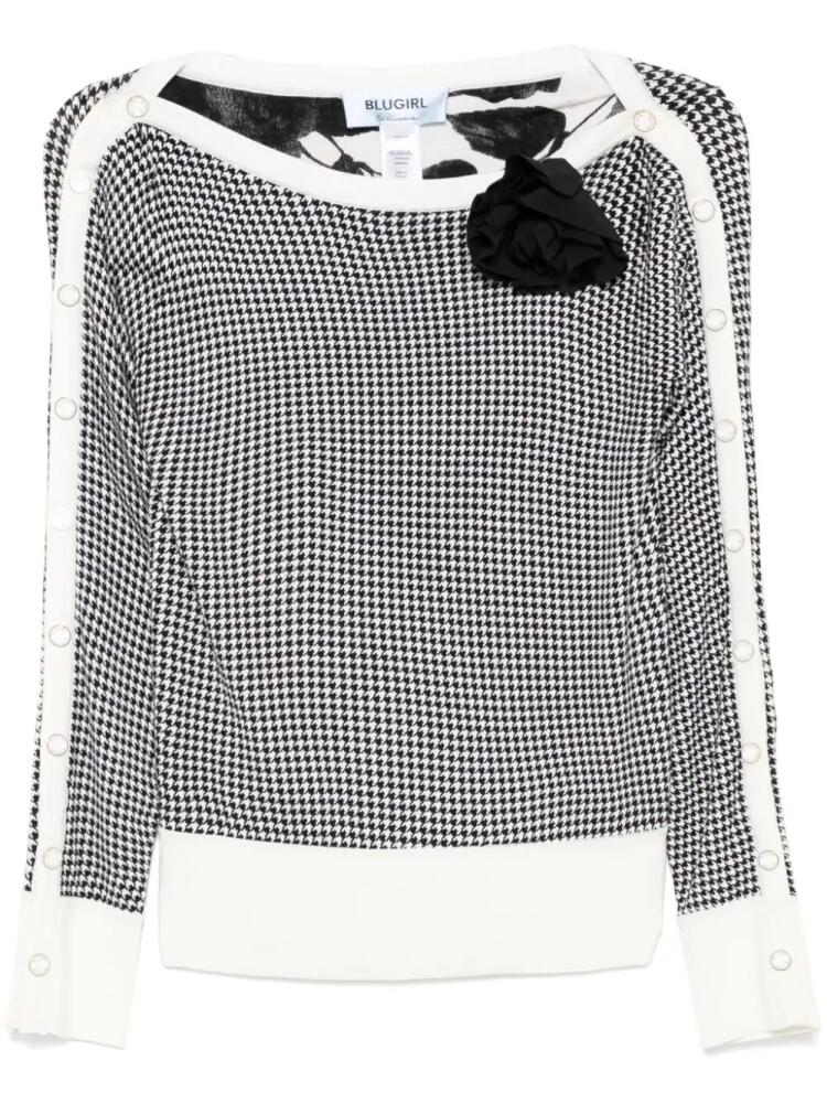 Blugirl houndstooth-pattern top - White Cover