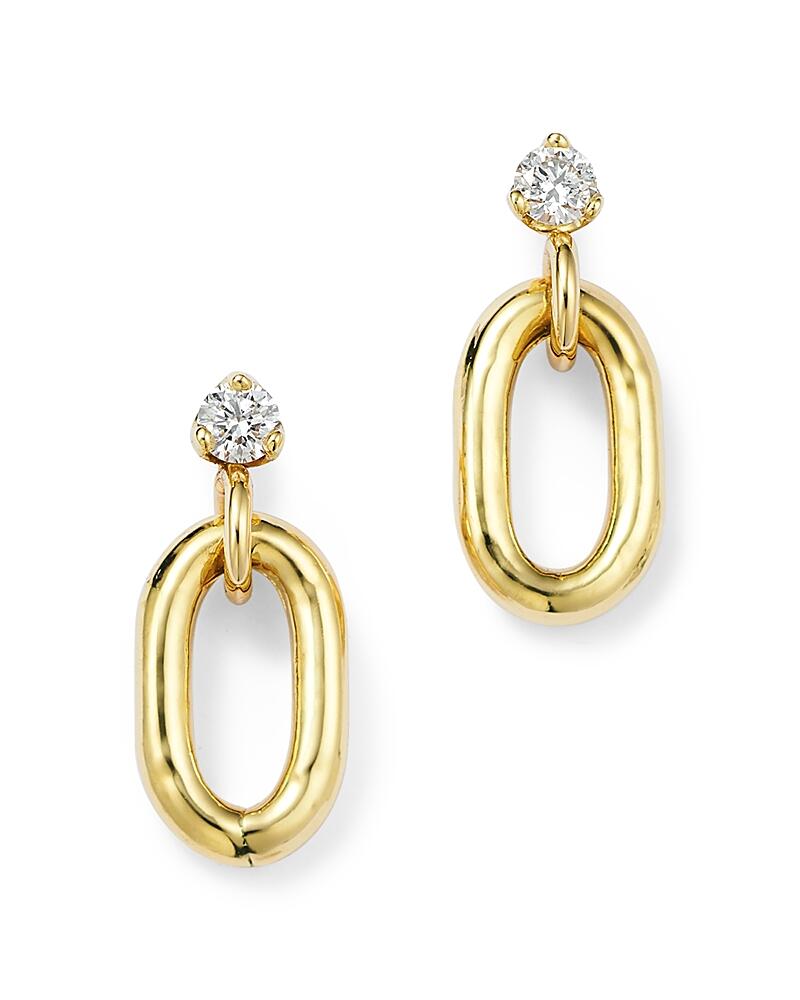 Zoe Chicco 14K Yellow Gold Prong Diamonds Oval Link Drop Earrings Cover