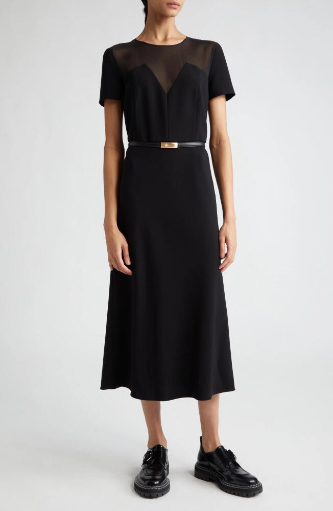 Max Mara Studio Asturie Mixed Media Belted Dress in Black Cover