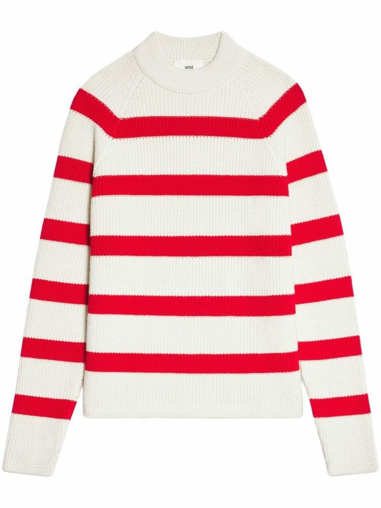 AMI Paris striped knitted jumper - White Cover