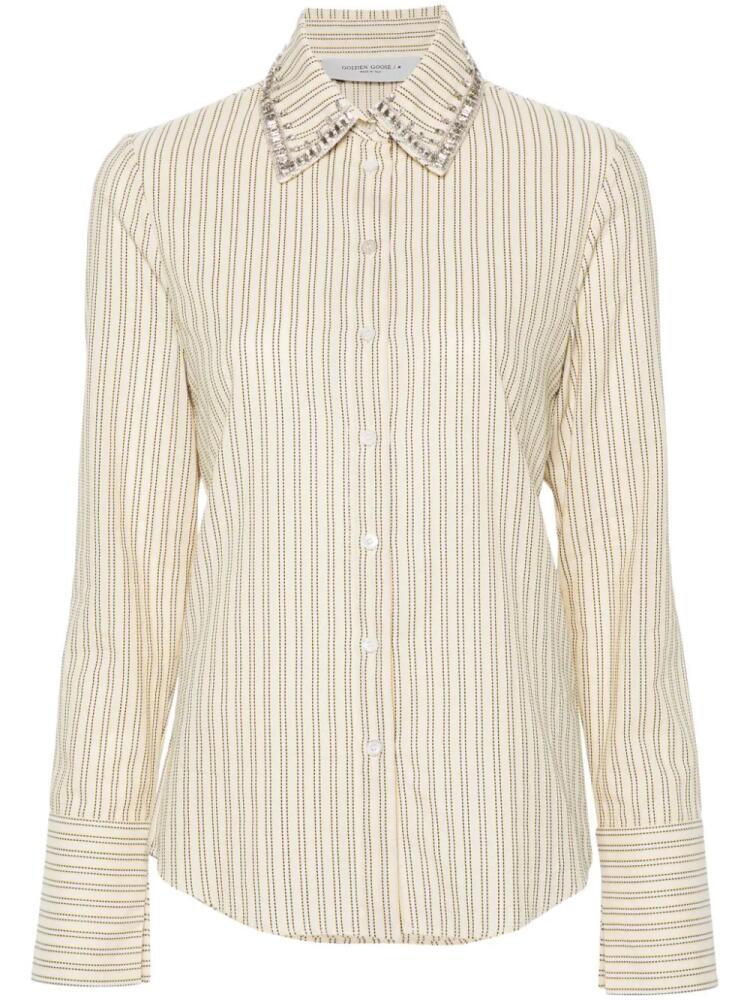 Golden Goose crystal-embellished striped shirt - Neutrals Cover