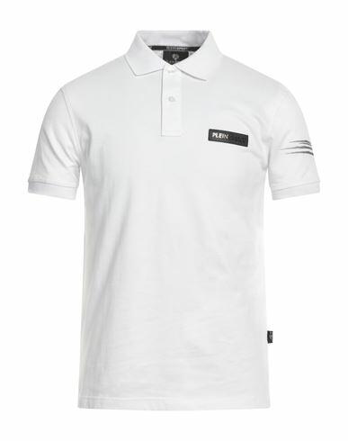 Plein Sport Man Polo shirt White Cotton, Elastane Cover