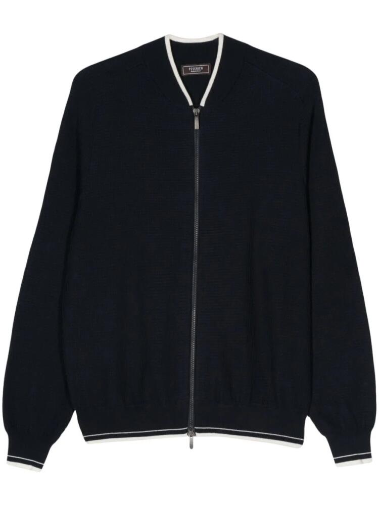 Peserico contrast-trim zip-up cardigan - Blue Cover