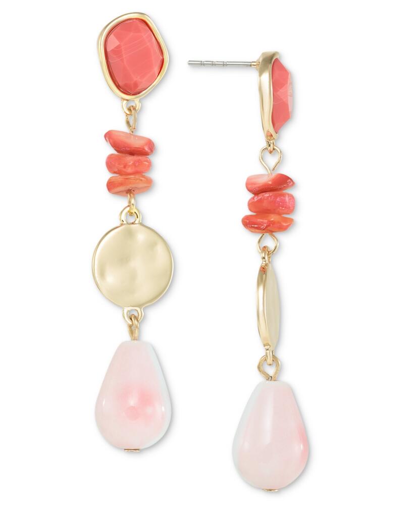 Style & Co Stone & Bead Linear Drop Earrings, Created for Macy's - Coral Cover