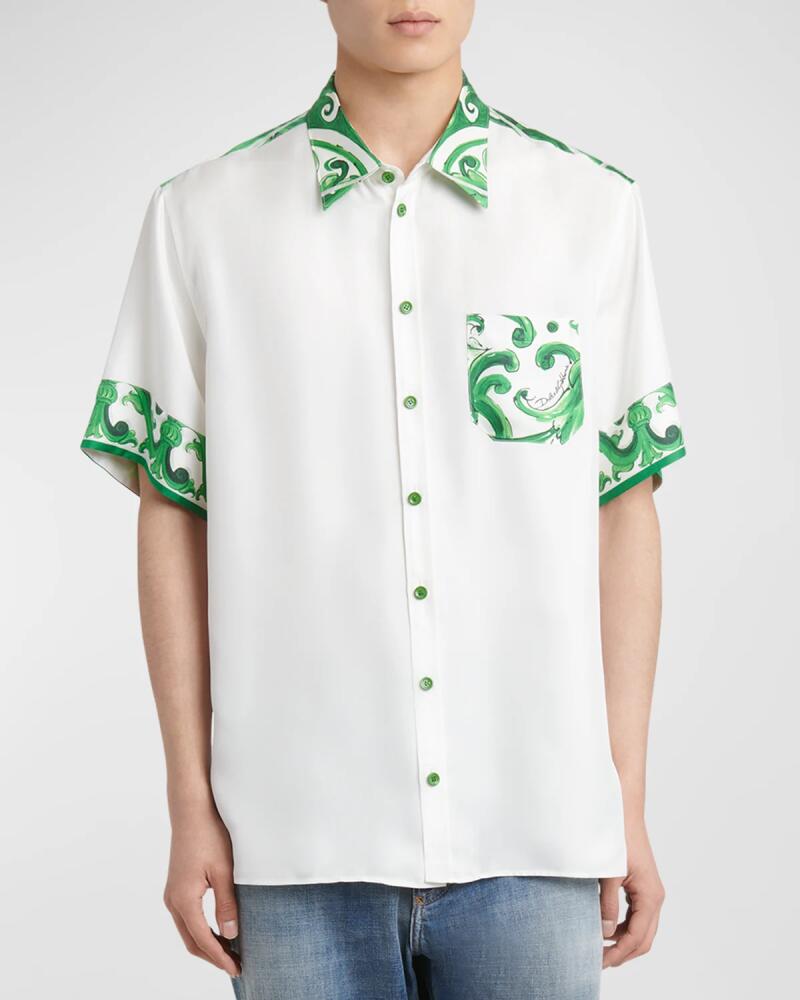 Dolce & Gabbana Men's Silk Majolica Sport Shirt Cover