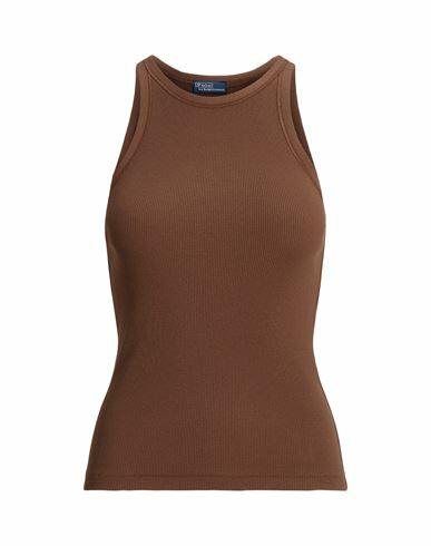 Polo Ralph Lauren Ribbed Cotton Tank Top Woman Tank top Brown Cotton Cover