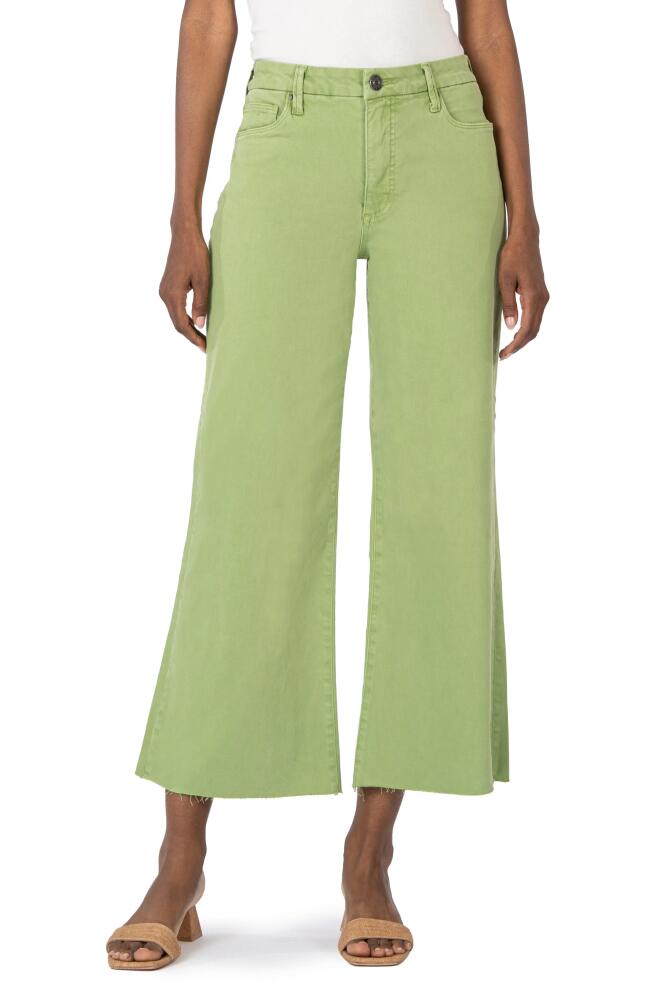 KUT from the Kloth Meg Raw Hem High Waist Ankle Wide Leg Jeans in Kiwi Cover