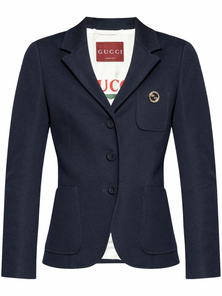 Gucci logo-brooch blazer - Blue Cover