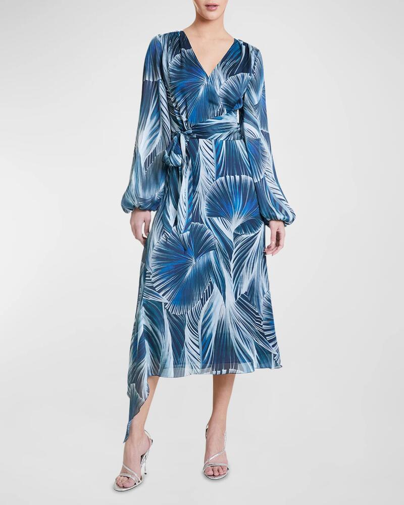 Santorelli Vanna Abstract-Print Blouson-Sleeve Midi Dress Cover