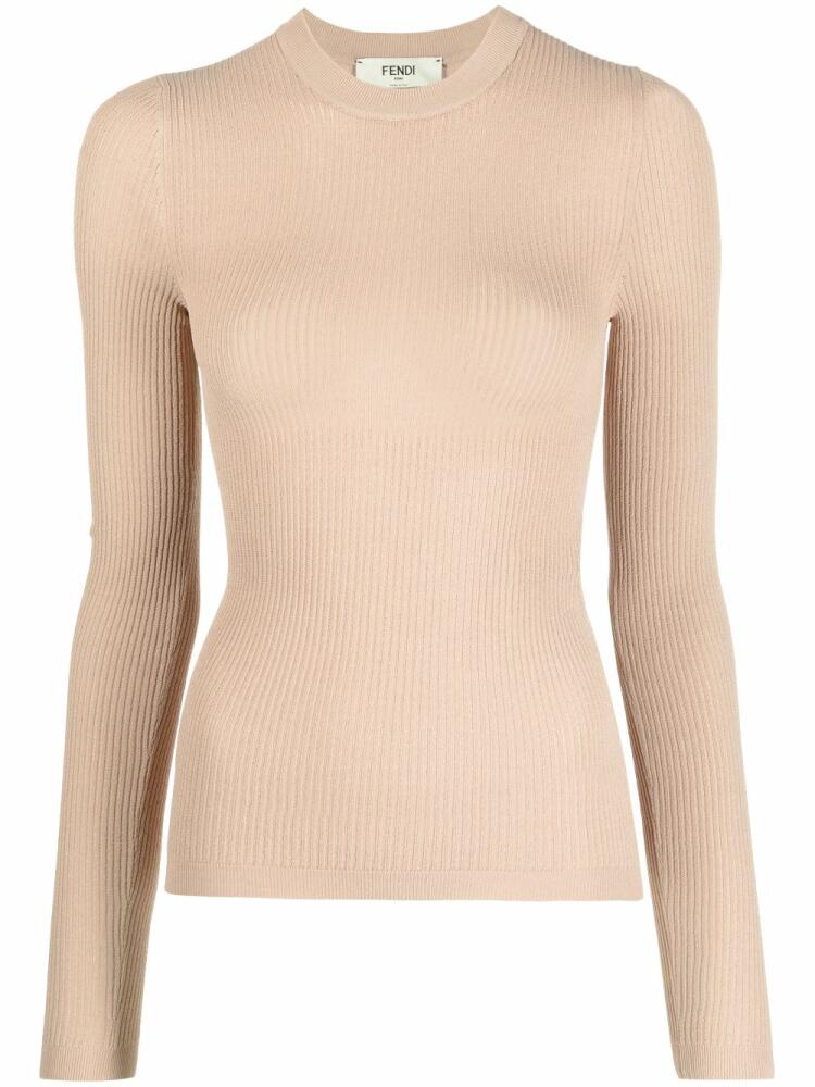 FENDI ribbed crew neck jumper - Brown Cover