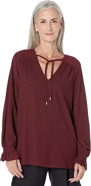 MICHAEL Michael Kors Solid Raglan Peasant Tunic (Merlot) Women's Clothing Cover