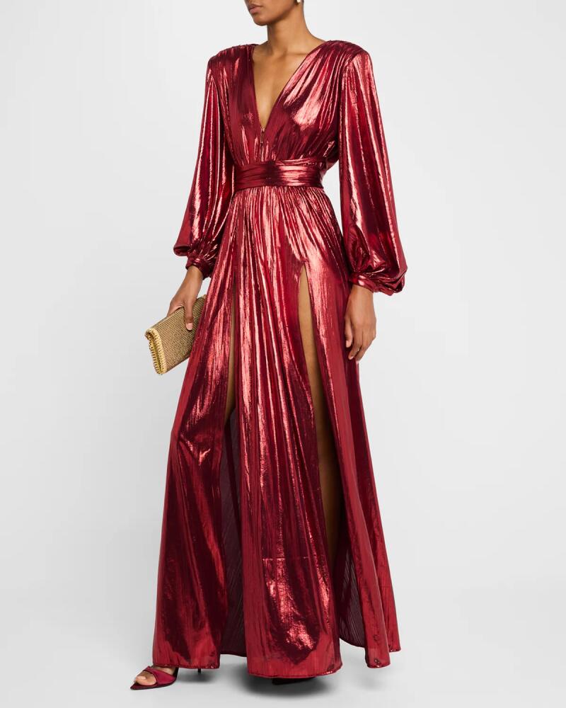 Bronx and Banco Zoe Metallic Deep V-Neck Gown Cover