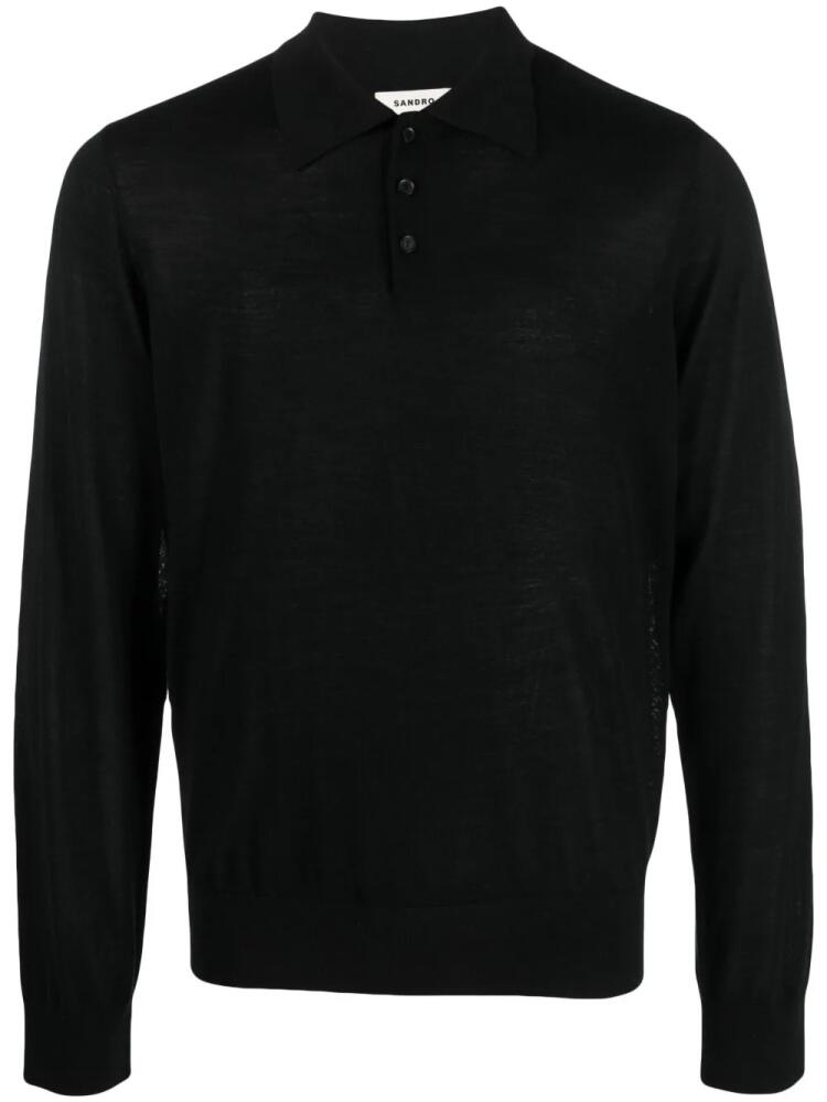 SANDRO long-sleeved polo jumper - Black Cover