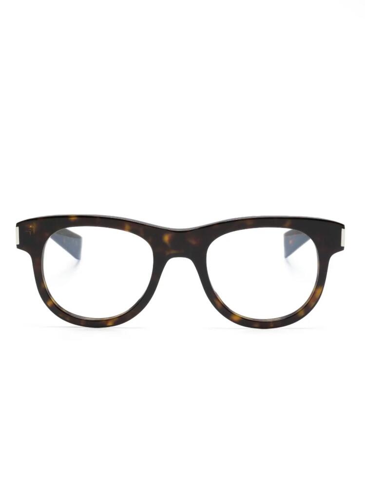 Saint Laurent Eyewear tortoiseshell-effect round-frame glasses - Brown Cover