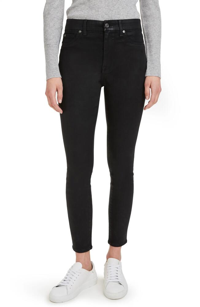 7 For All Mankind The High Waist Faux Pocket Skinny Pants in Brblk Ctd Cover