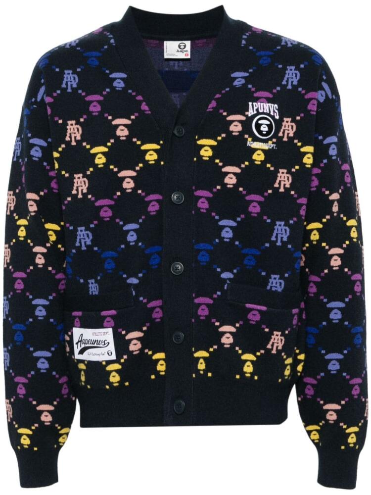 AAPE BY *A BATHING APE® all-over logo print cardigan - Blue Cover