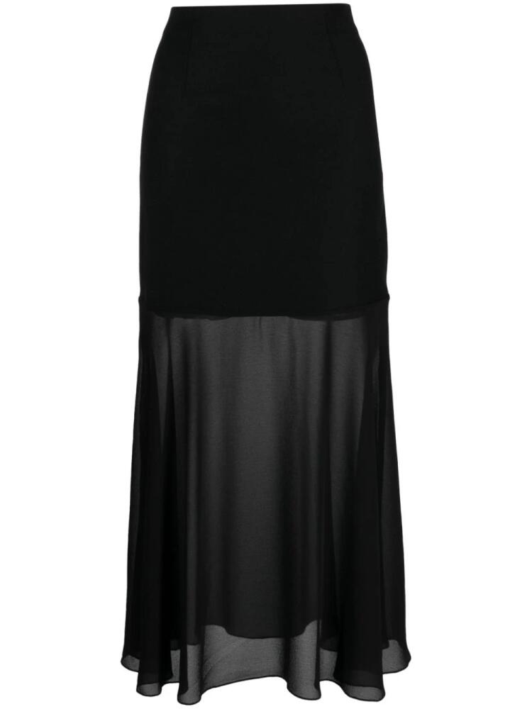 Lardini sheer-panel wool midi skirt - Black Cover