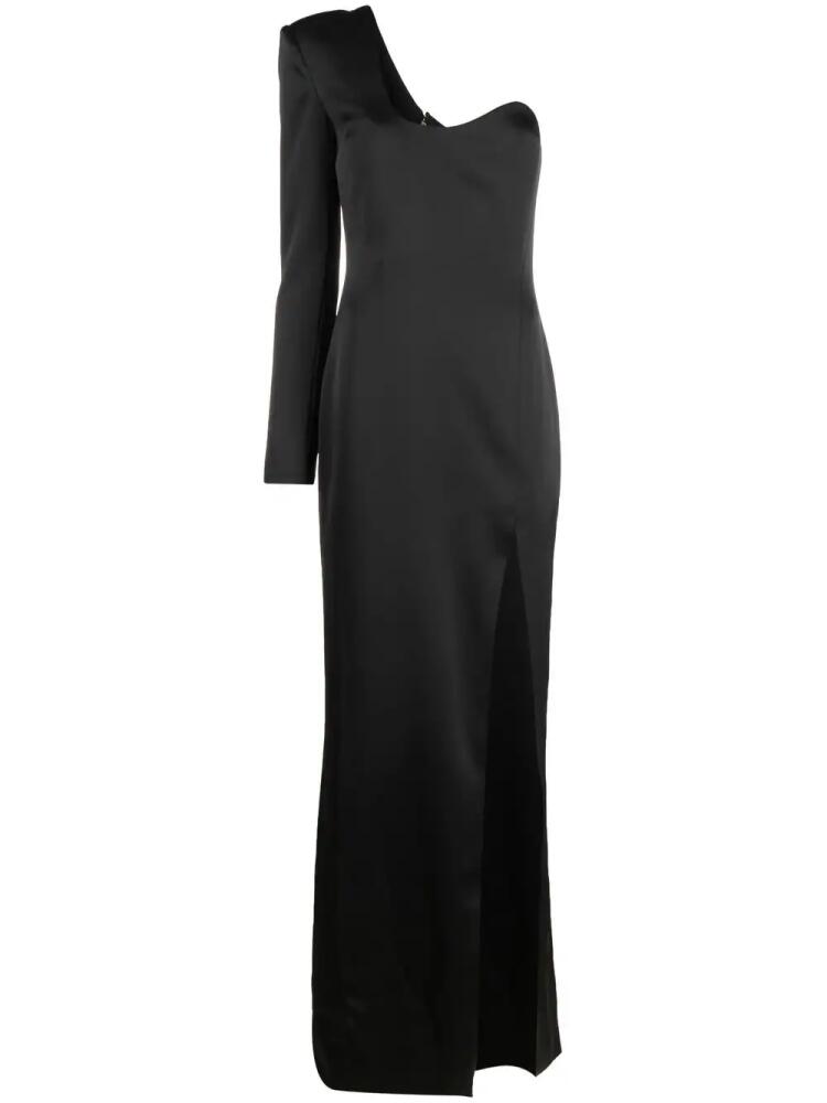 Genny one-shoulder long-sleeve gown - Black Cover