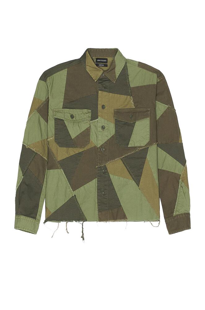 JOHN ELLIOTT Patchwork Military Shirt in Metallic Gold Cover