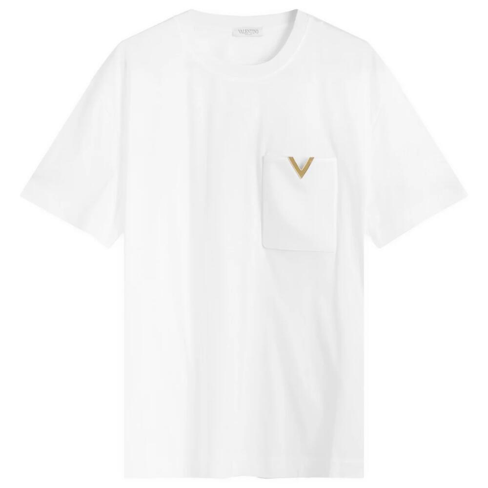 Valentino Men's V Pocket Logo Shirt in White Cover