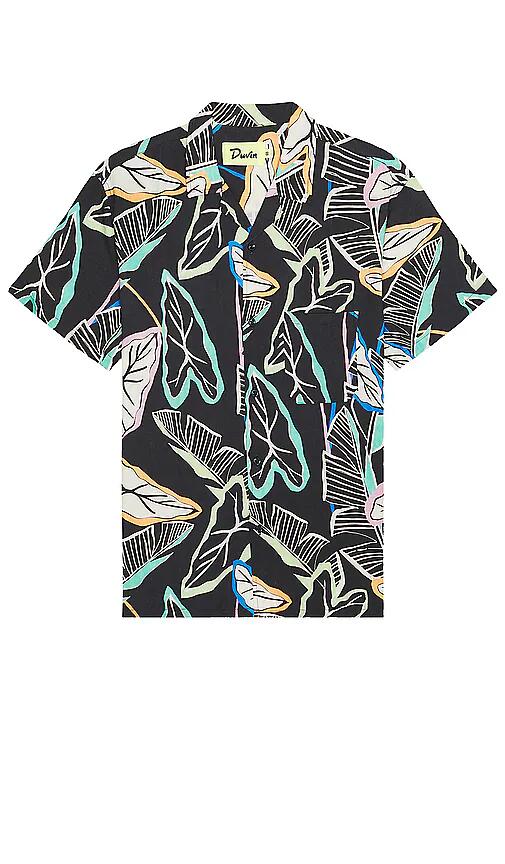 Duvin Design Neon Palm Button Up Shirt in Black Cover