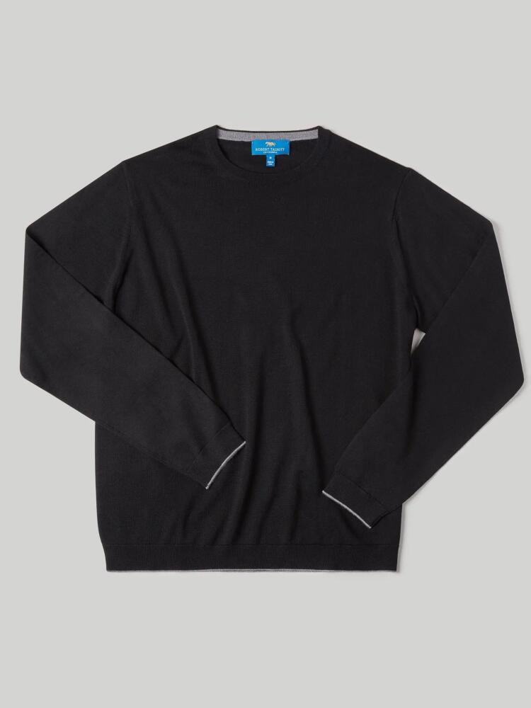 Robert Talbott Keaton Crewneck Sweater in Black With Gray Tipping Cover