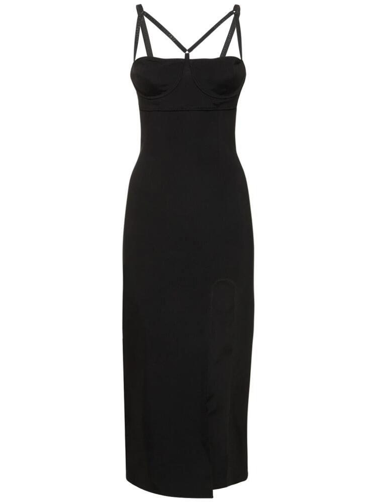 ALESSANDRO VIGILANTE Jersey Bustier Midi Dress W/ Side Slit Cover