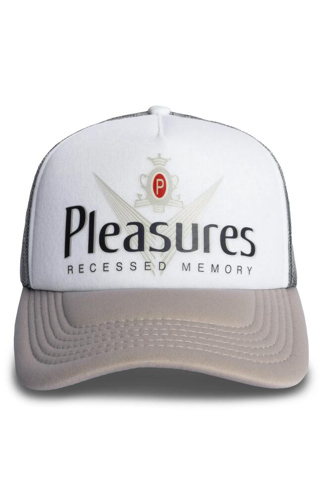 PLEASURES Pfunk Trucker Cap in Silver Cover