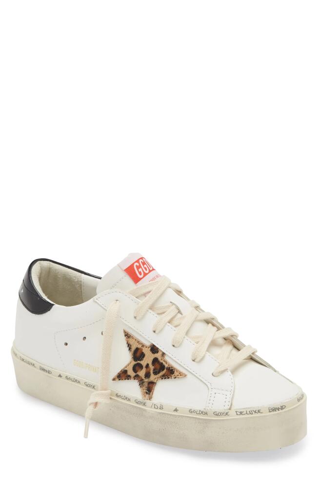 Golden Goose Hi Star Platform Sneaker in White/Leopard Cover