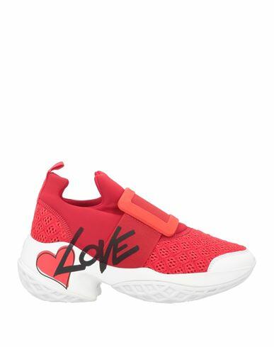 Roger Vivier Woman Sneakers Red Leather, Textile fibers Cover