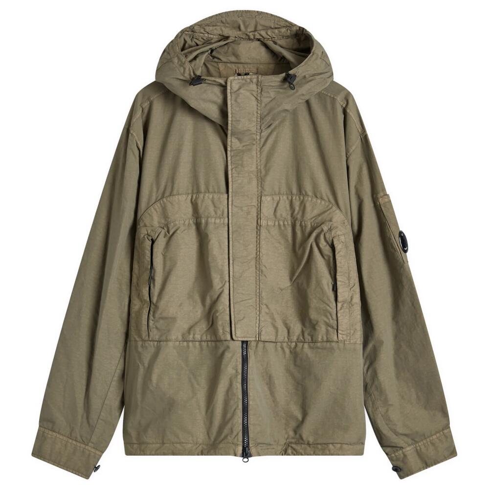 C.P. Company Men's Flatt Nylon Hooded Overshirt in Walnut Cover