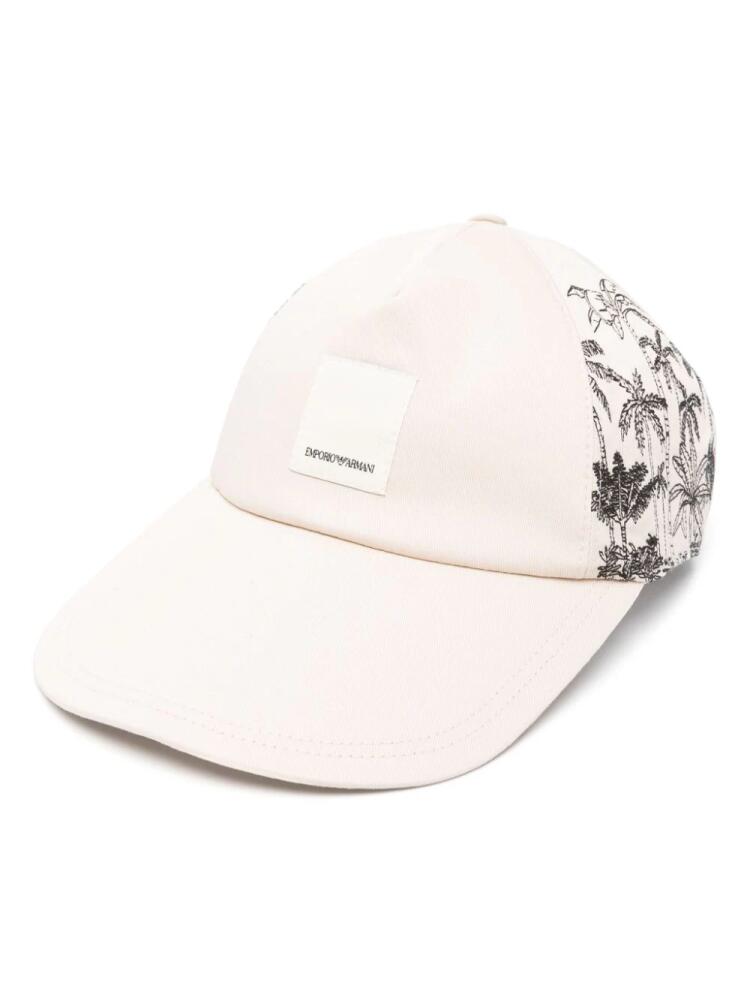 Emporio Armani embroidered cotton baseball cap - Neutrals Cover