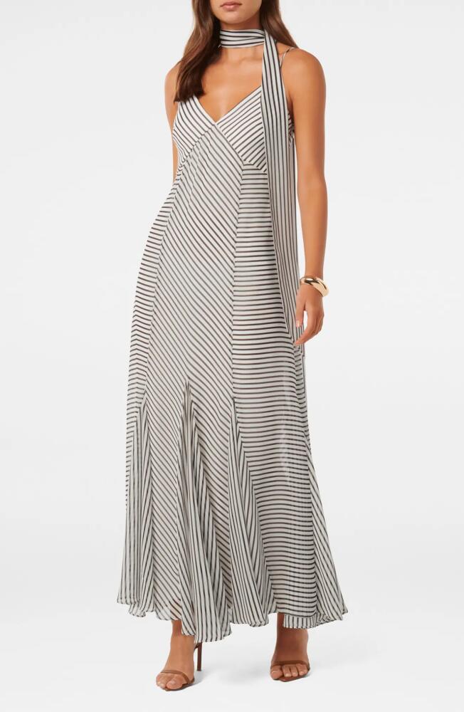 Ever New Directional Stripe Maxi Dress with Scarf in Chocolate Monte Stripe Cover