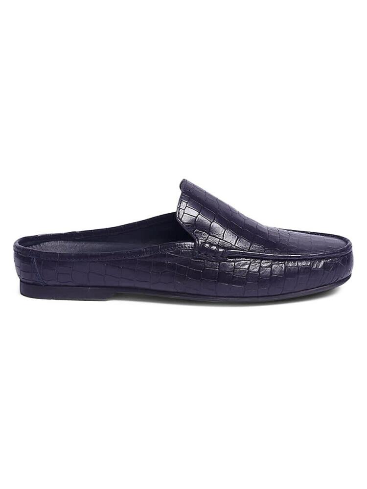 Carlos Santana Men's Croc Embossed Leather Mules - Navy Cover