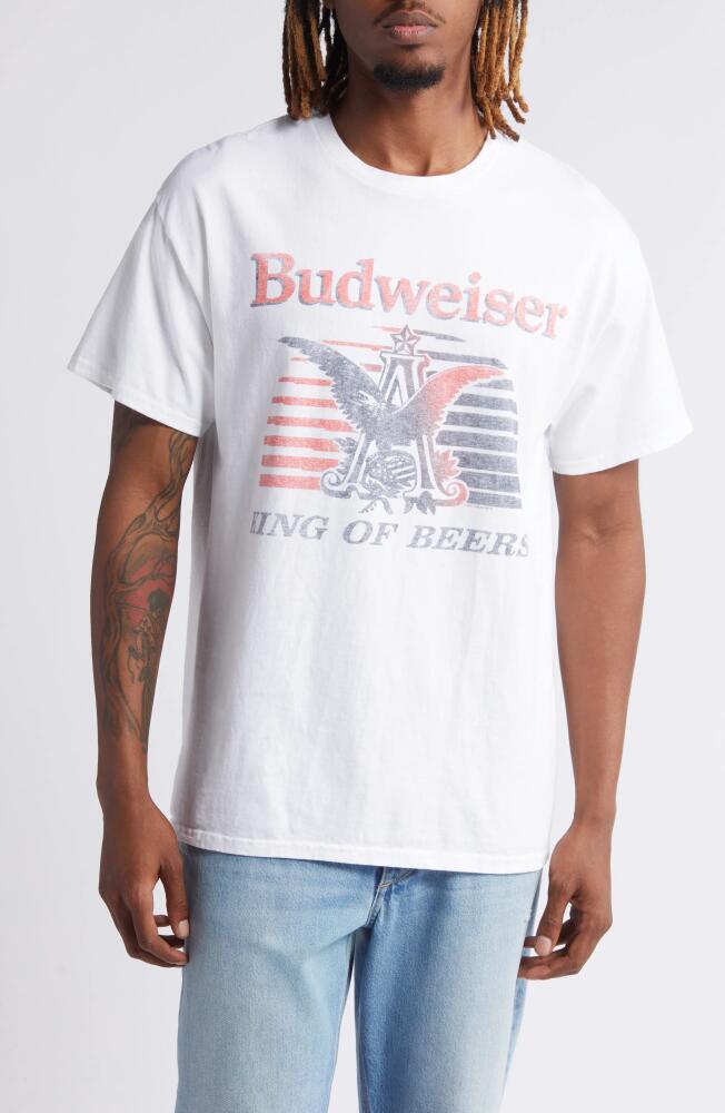 Junk Food Budweiser Cotton Graphic T-Shirt in White Cover