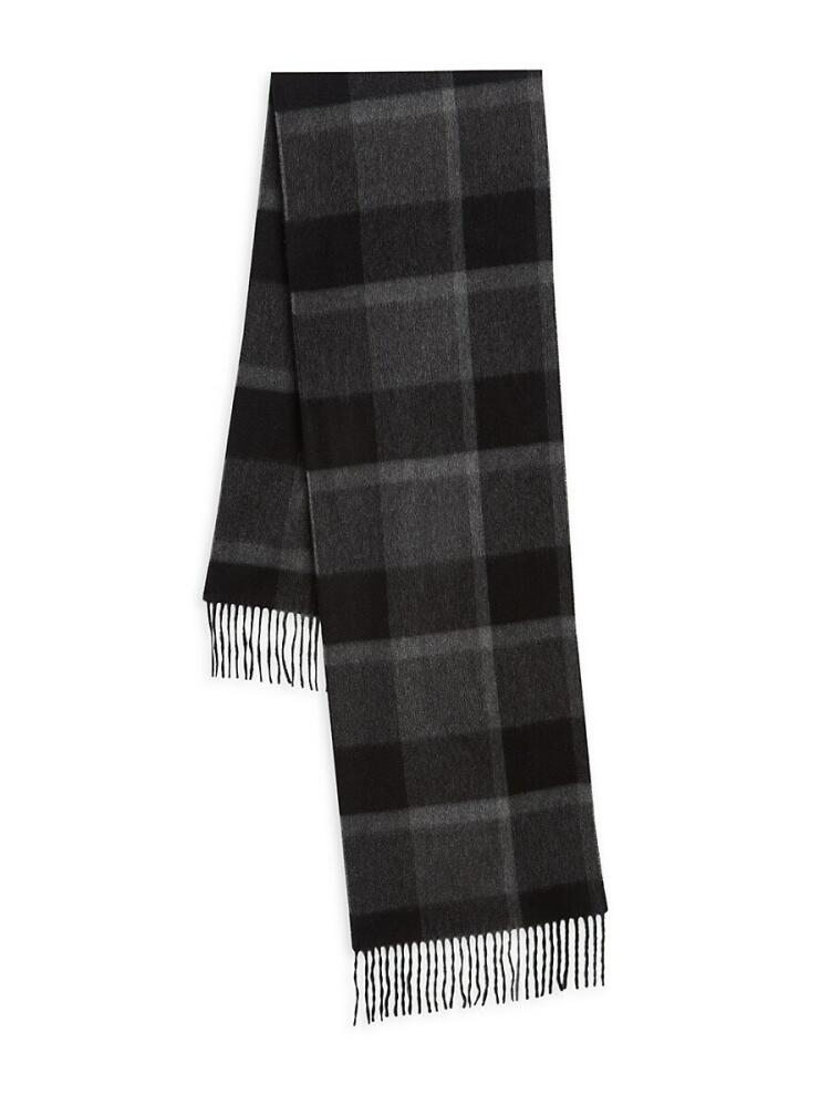 Saks Fifth Avenue Men's Plaid Cashmere Scarf - Black Cover