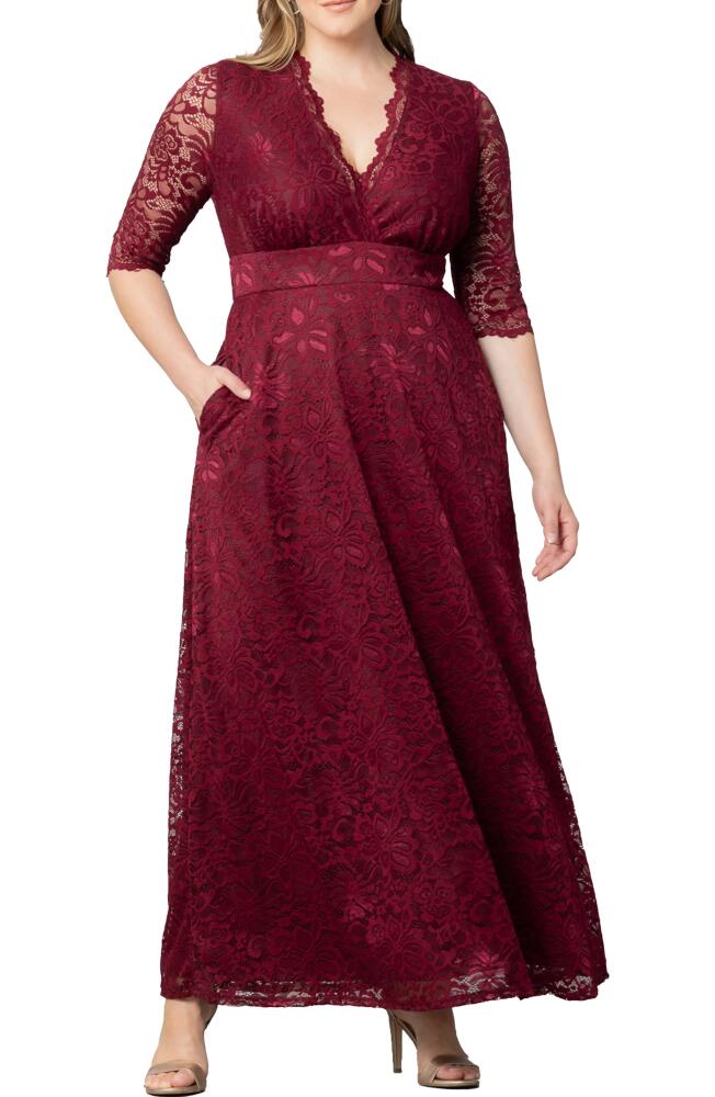 Kiyonna Maria Lace Evening Gown in Pinot Noir Cover