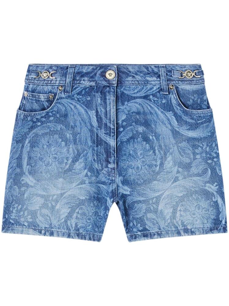 Versace logo-patch cotton shorts - Blue Cover