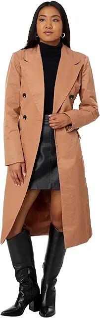 Avec Les Filles Stretch Cotton Belted Trench Coat (Maple) Women's Clothing Cover