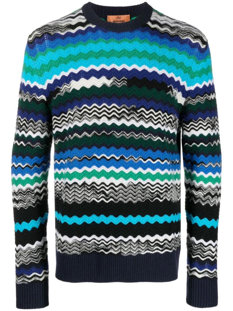 Missoni zigzag-woven wool-blend jumper - Blue Cover