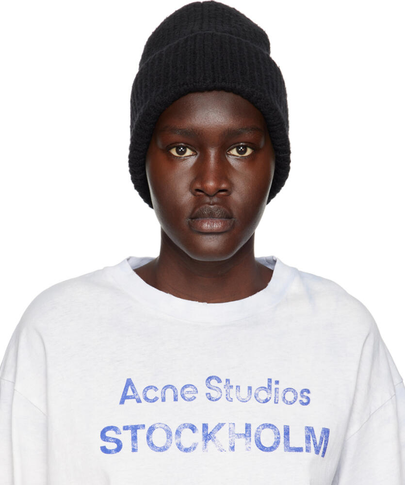 Acne Studios Black Ribbed Beanie Cover